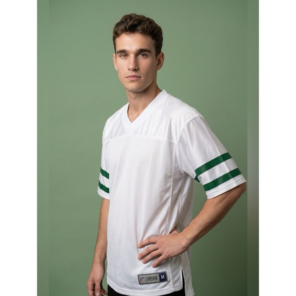 NWT NFL Vintage White BLANK Football Jersey Green Stripe NY Jets - Size M